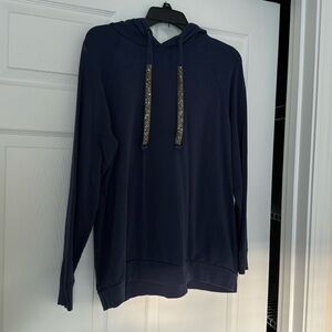 Navy hoodie with glitter strings